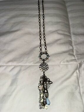 Plunder Antique Silver-Tone Tassel Necklace with Pastel Accents
